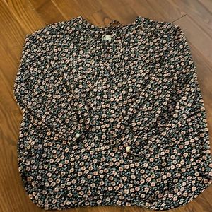 LOFT floral print blouse, MP, sheer, long sleeves
